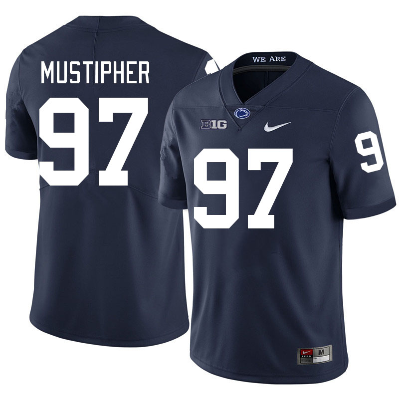 Penn State Nittany Lions #97 P.J. Mustipher College Football Jerseys Stitched Sale-Navy